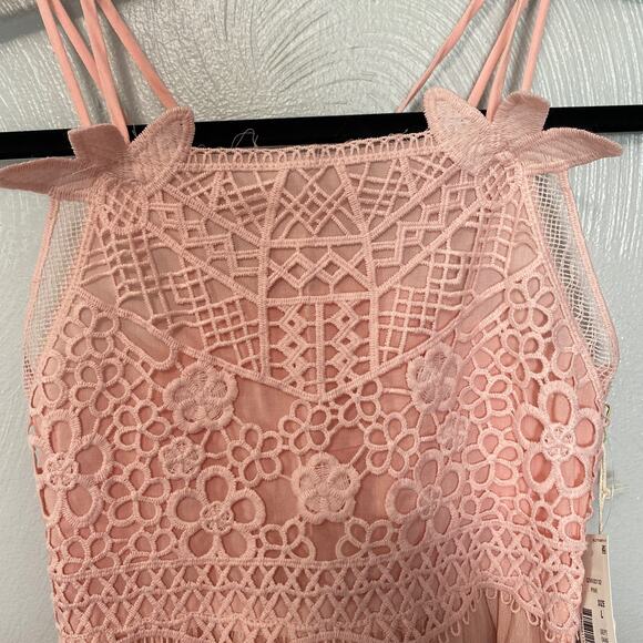 Chelsea & Violet Girls Sleeveless Square Neck Lace Tiered Smocked Tank Size L - Picture 2 of 12